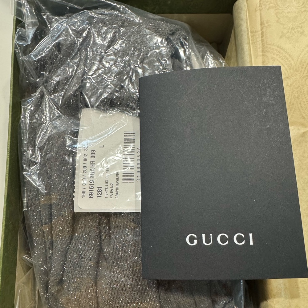 Gucci tights. Dark gray, glitter. Large NWT.